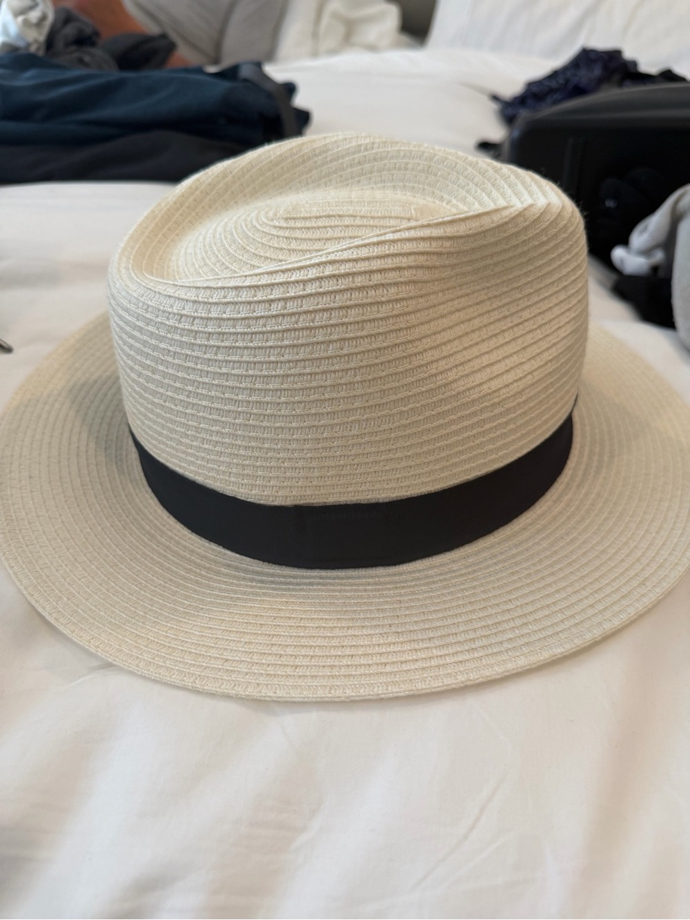 Women’s Cream Straw Fedora with Black Band
